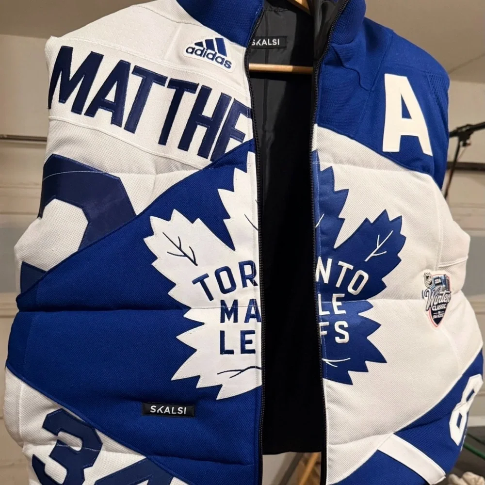 Custom Adidas Upcycled Jersey Toronto Maple Leafs Blue and White Vest - Picture 1 of 3